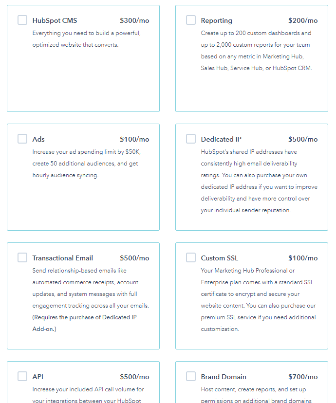 HubSpot software pricing