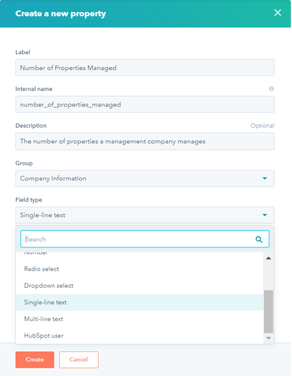 creating customer properties in HubSpot