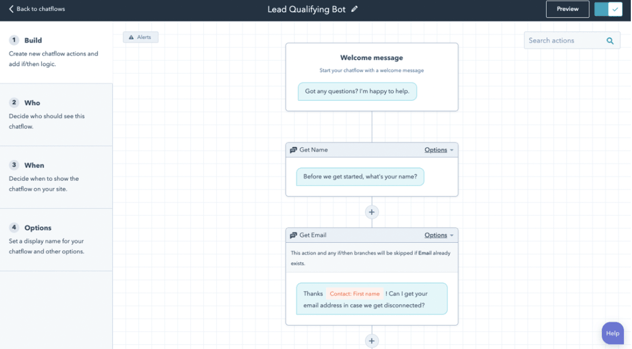 HubSpot sales chatbot example